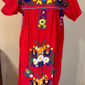 Colorful Embroidered Mexican Dress